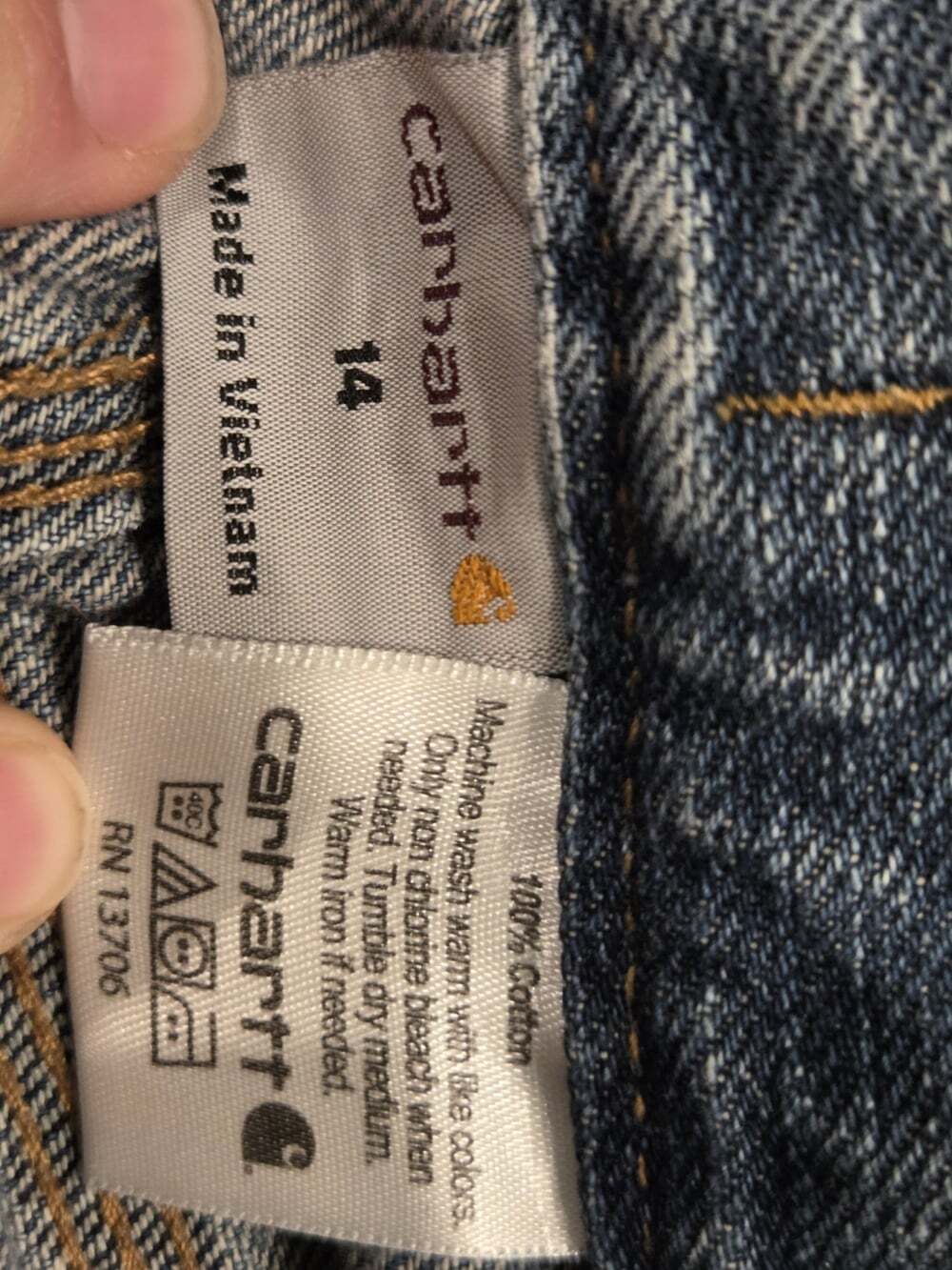Boys Carhartt Carpenter Jeans Size 14 - Adjustable Waist, Durable Denim Workwear - Picture 7 of 12